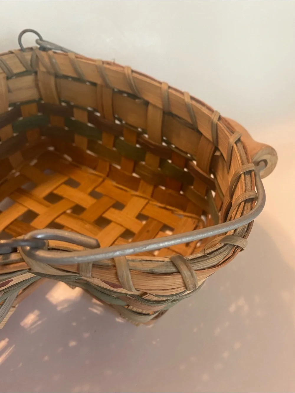 Vintage Woven Heart Basket | Hand-Painted Hearts | Country Farmhouse Wall Décor